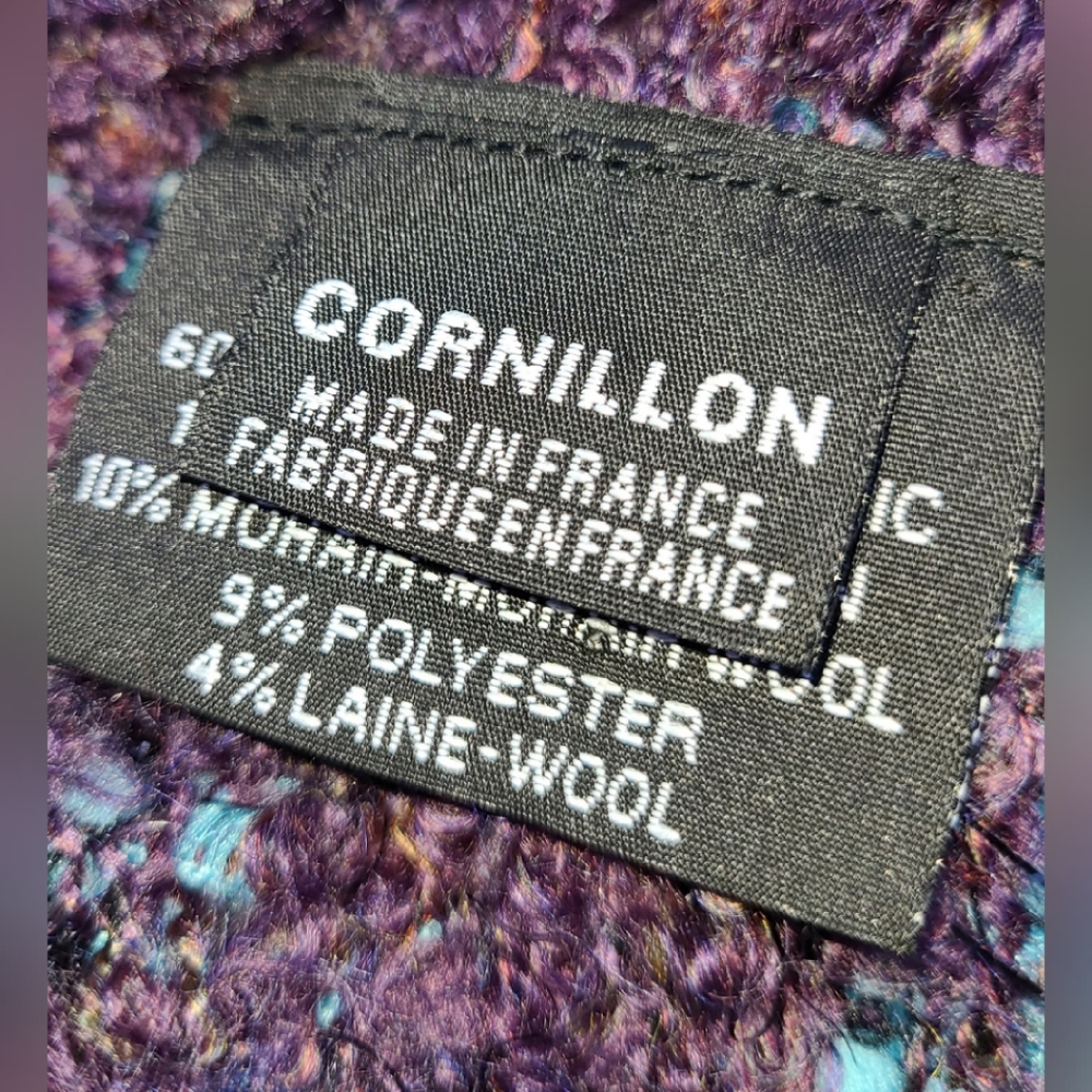 CORNILLON OBLONG WOOL BLEND FRINGED SCARF - Picture 6 of 6